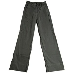 Frank And Oak Jane Straight Pants Womens 6 Green Wide Leg Casual